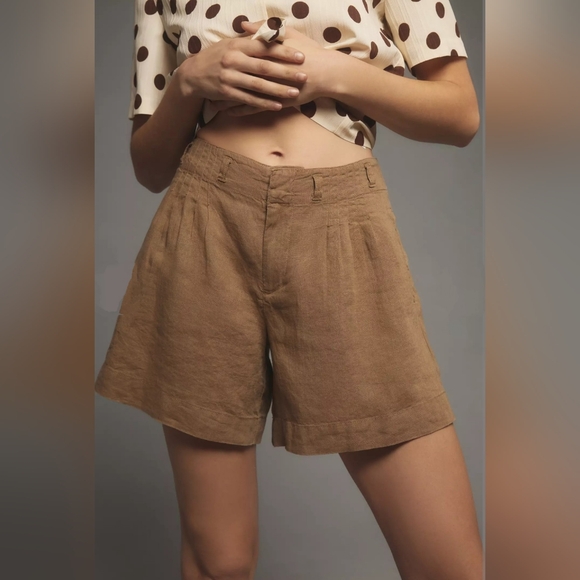 NWT ANTHROPOLOGIE | Linen Pintuck Shorts - Picture 3 of 4